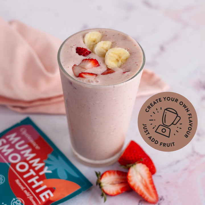 Mummy Smoothie with banana and Strawberry. Create your own flavour. Just add fruit